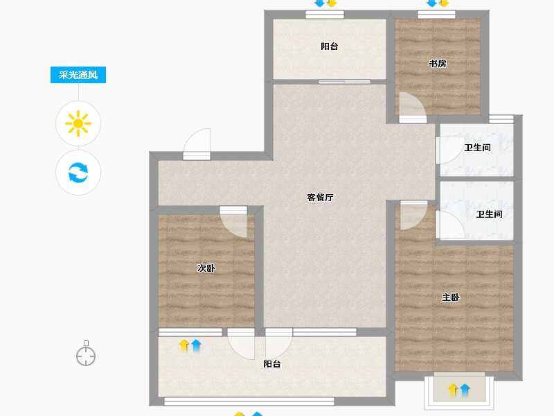 山东省-济宁市-龙城福多多-86.77-户型库-采光通风