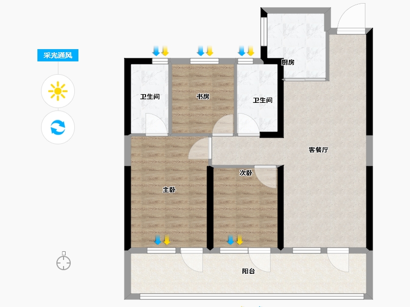 山东省-青岛市-华新园·央和府-94.00-户型库-采光通风