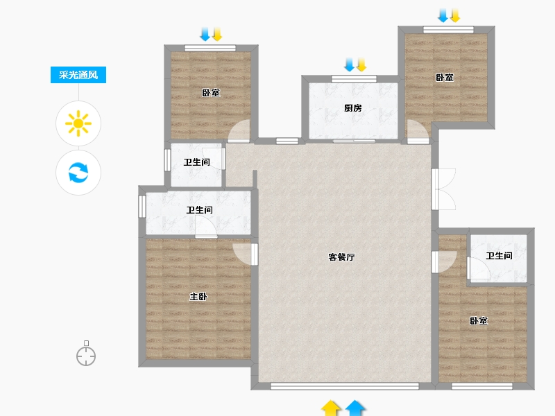 河北省-石家庄市-保利天珺-121.94-户型库-采光通风