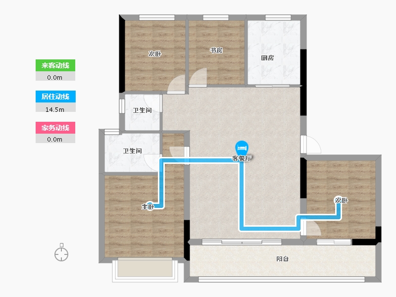 浙江省-宁波市-万科·璞拾闻澜-101.23-户型库-动静线