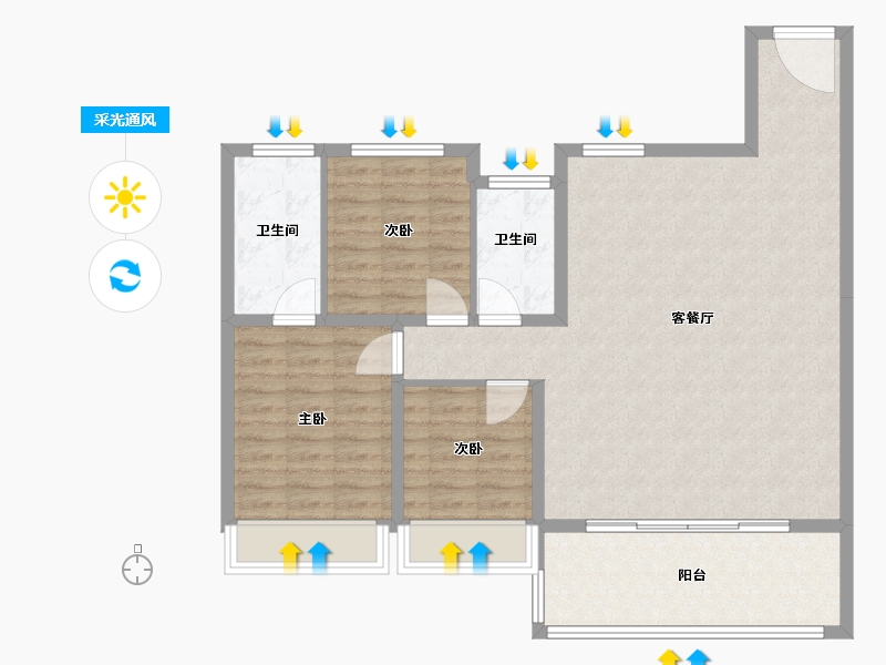 江苏省-苏州市-保利天汇-101.00-户型库-采光通风