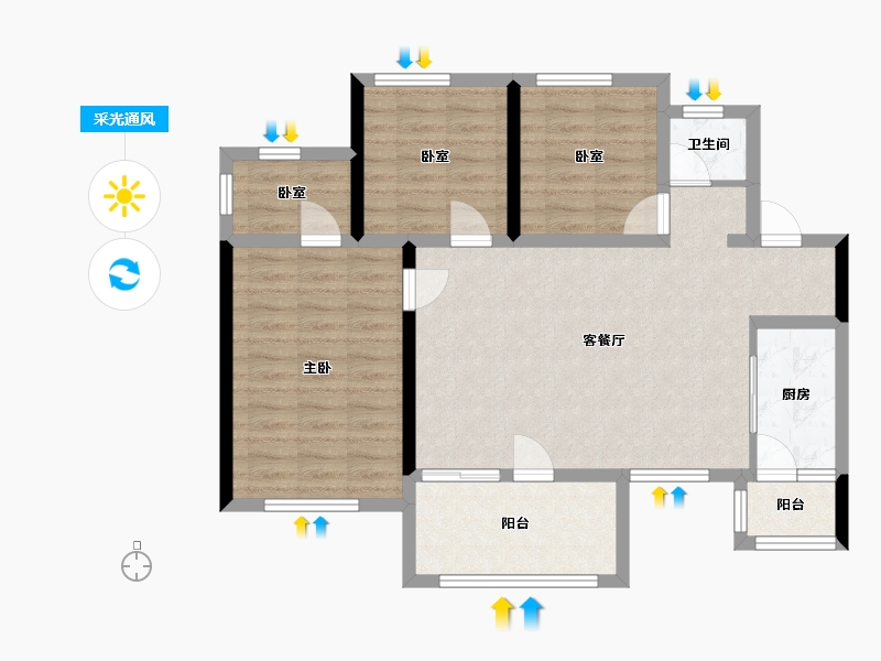 四川省-南充市-蓝润千里江城江畔-84.00-户型库-采光通风