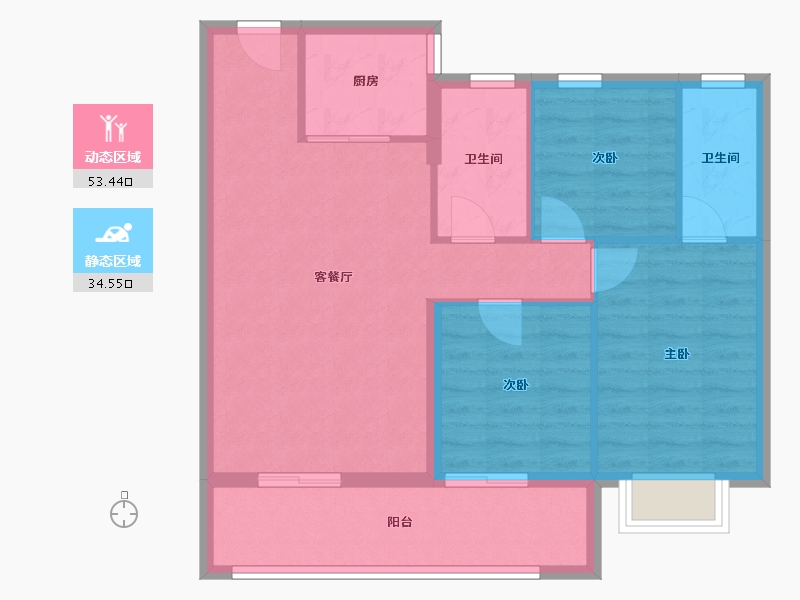 浙江省-宁波市-万科·璞拾闻澜-79.32-户型库-动静分区