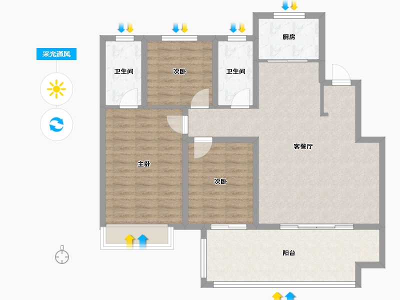 河南省-濮阳市-正商书香名筑-99.46-户型库-采光通风