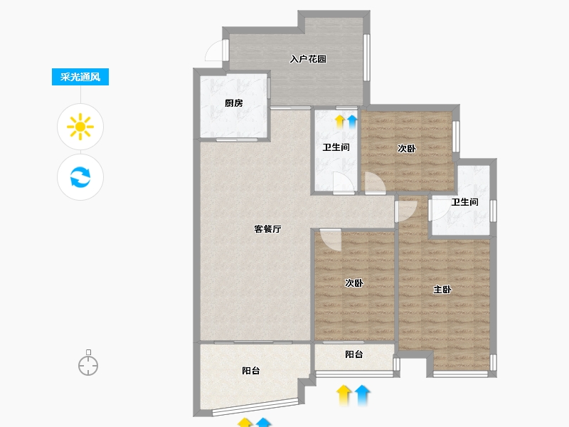 海南省-海口市-五源河公寓-二期-120.00-户型库-采光通风