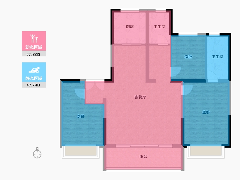 陕西省-咸阳市-明丰·雲庐-104.35-户型库-动静分区