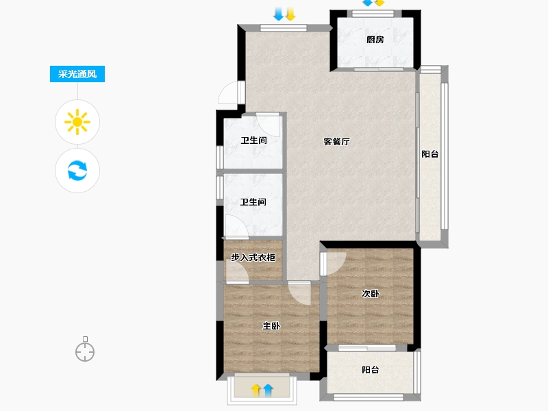 浙江省-宁波市-祥生光明金麟府-76.00-户型库-采光通风