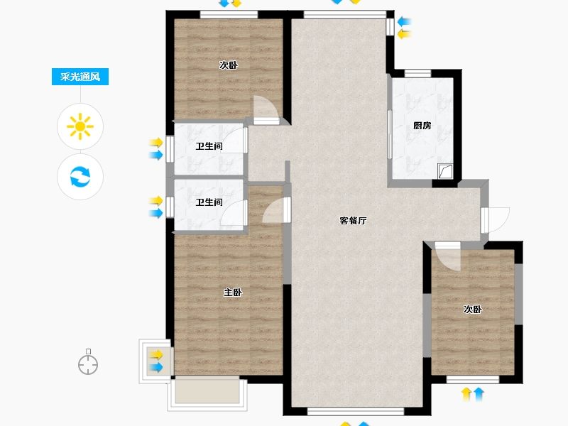 宁夏回族自治区-银川市-三鑫亚龙湾映湖半岛-99.64-户型库-采光通风