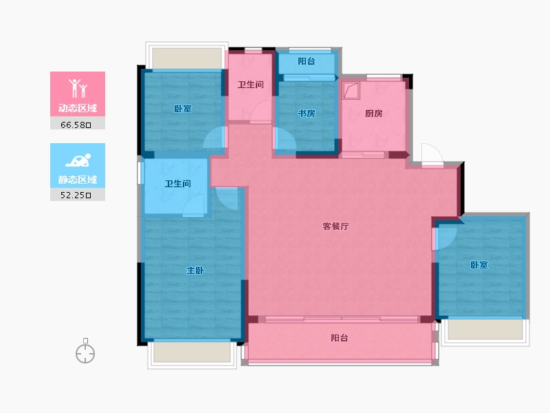 江苏省-苏州市-泊印澜庭-106.48-户型库-动静分区