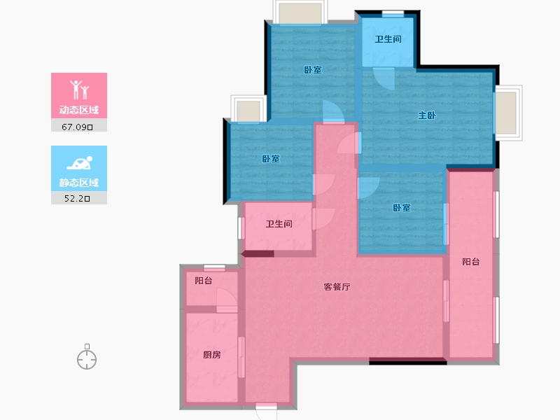 重庆-重庆市-玥明台-100.80-户型库-动静分区