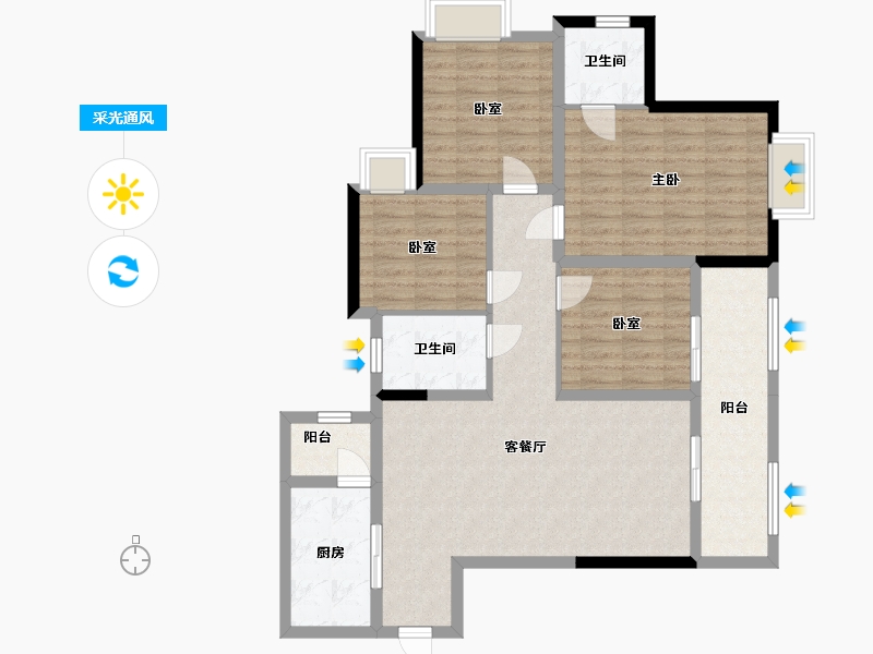 重庆-重庆市-玥明台-100.80-户型库-采光通风