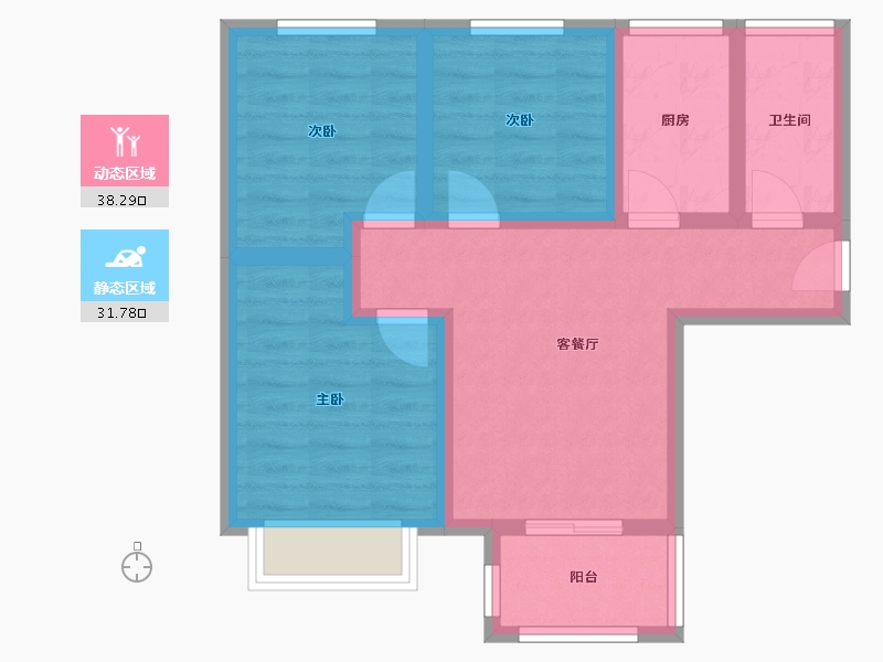 河南省-郑州市-翰林国际城-76.00-户型库-动静分区