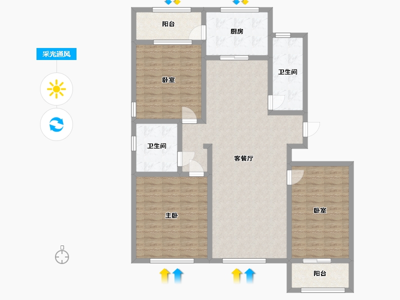 山东省-潍坊市-银河花园-C区-122.63-户型库-采光通风