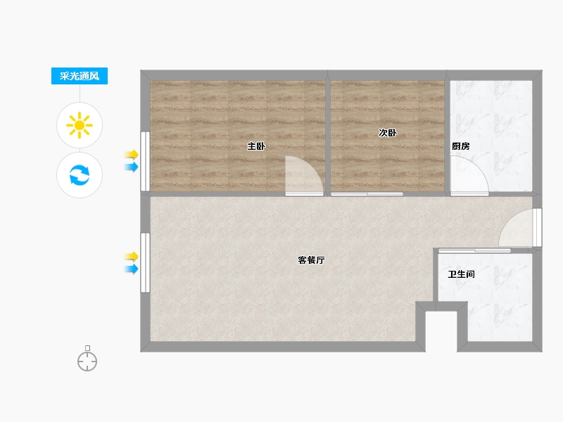 江苏省-无锡市-宝汇城潮寓V·HOUSE-62.00-户型库-采光通风