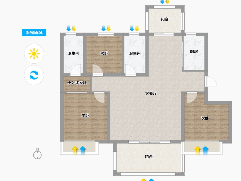 河南省-濮阳市-正商书香名筑-100.33-户型库-采光通风