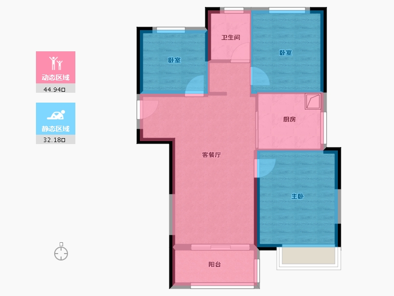 湖北省-荆州市-保利公园壹号-68.98-户型库-动静分区