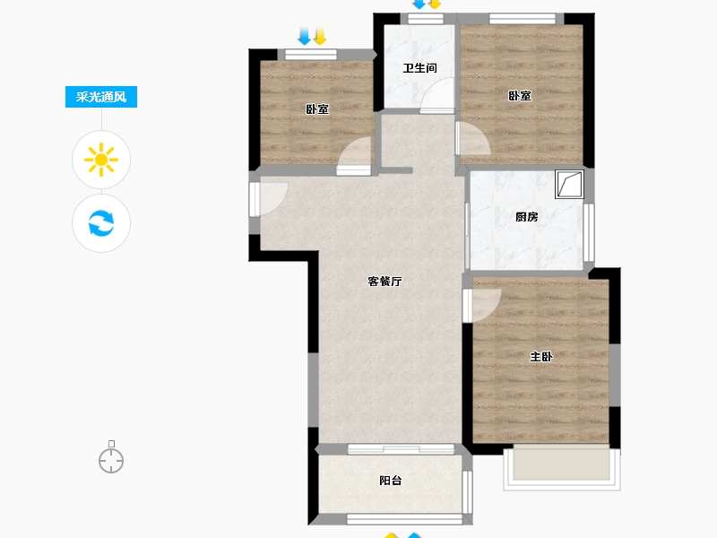 湖北省-荆州市-保利公园壹号-68.98-户型库-采光通风