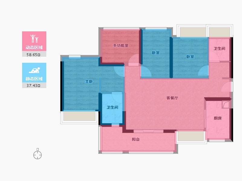 广东省-中山市-越秀建发·玺樾-84.81-户型库-动静分区