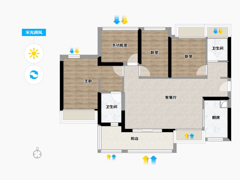 广东省-中山市-越秀建发·玺樾-84.81-户型库-采光通风