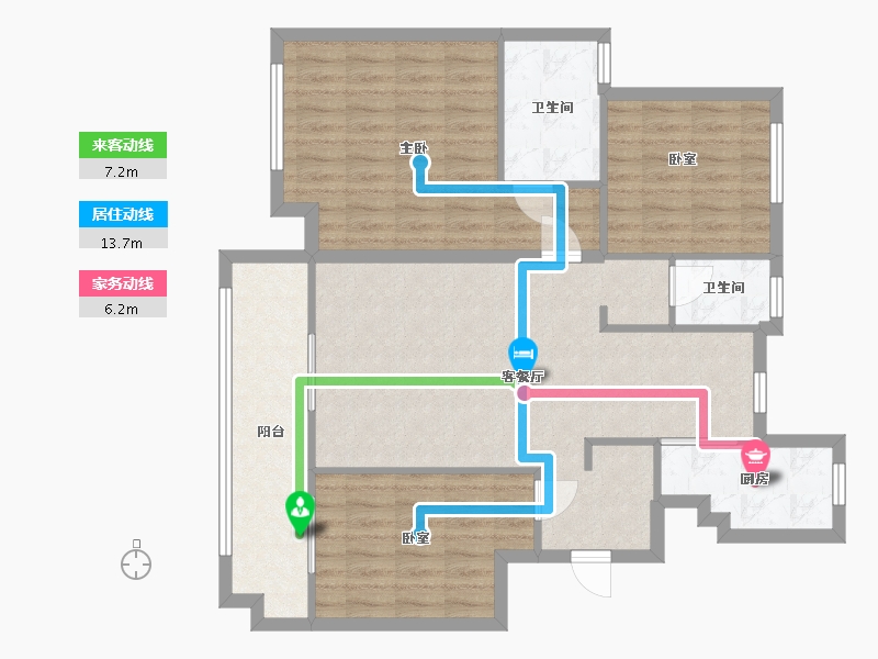 陕西省-渭南市-鑫苑樾风华-97.60-户型库-动静线