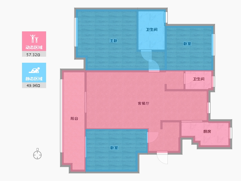 陕西省-渭南市-鑫苑樾风华-97.60-户型库-动静分区