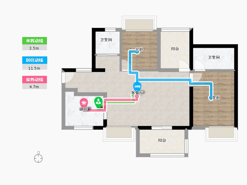 广东省-佛山市-万科金域水岸-72.00-户型库-动静线