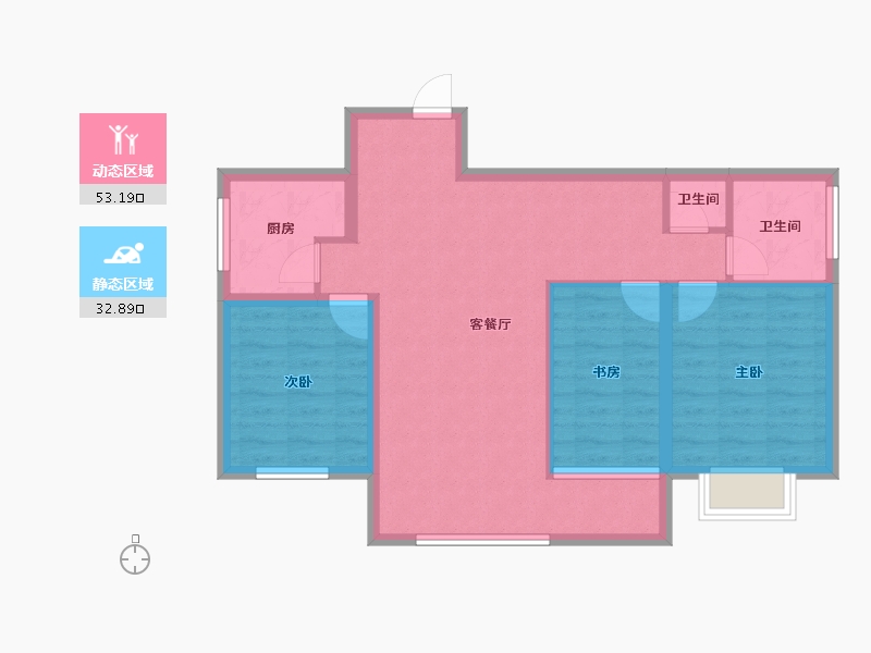 陕西省-西安市-朱雀锦园5期-76.86-户型库-动静分区