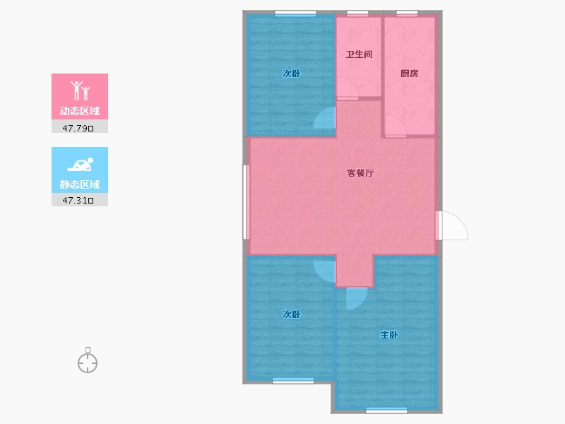 内蒙古自治区-赤峰市-百合苑系·尚苑-87.57-户型库-动静分区