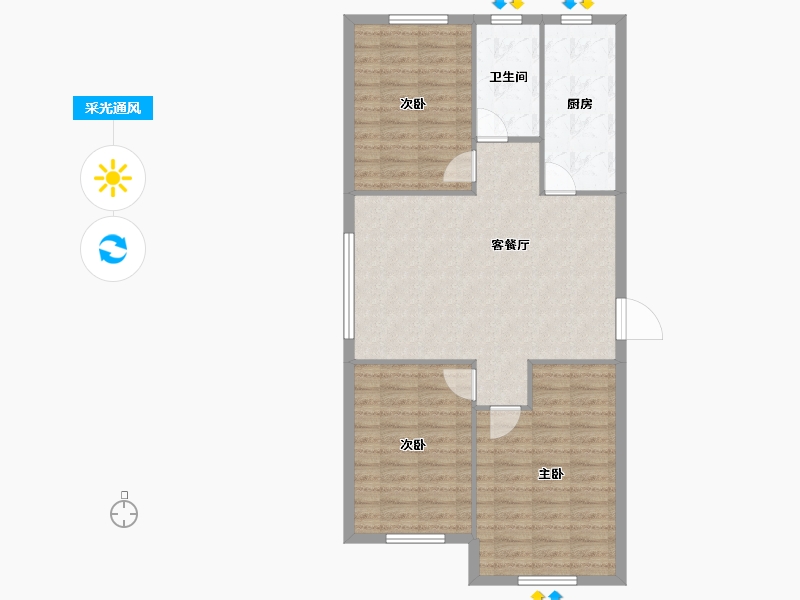 内蒙古自治区-赤峰市-百合苑系·尚苑-87.57-户型库-采光通风