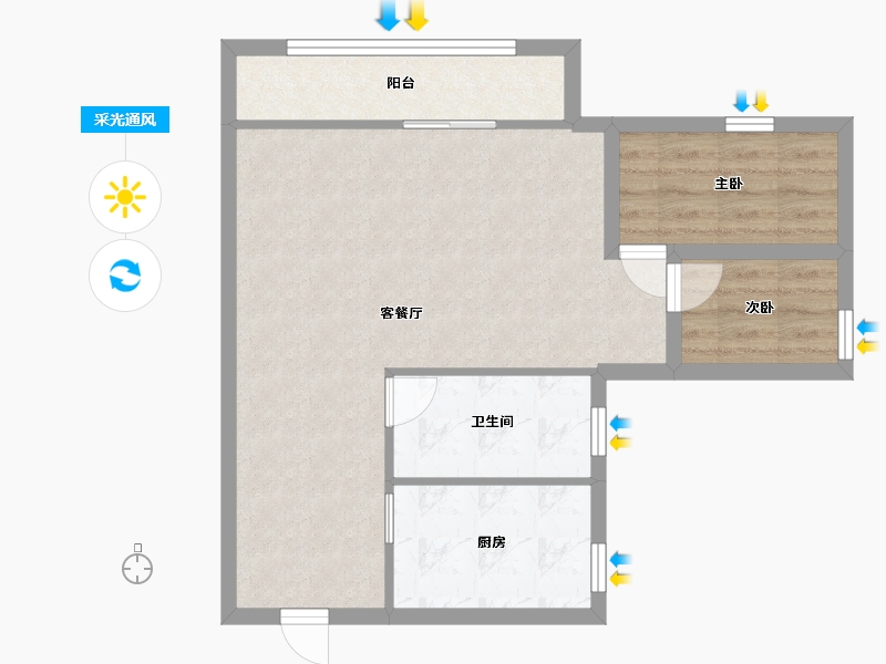 广东省-深圳市-景贝南住宅区-63.97-户型库-采光通风