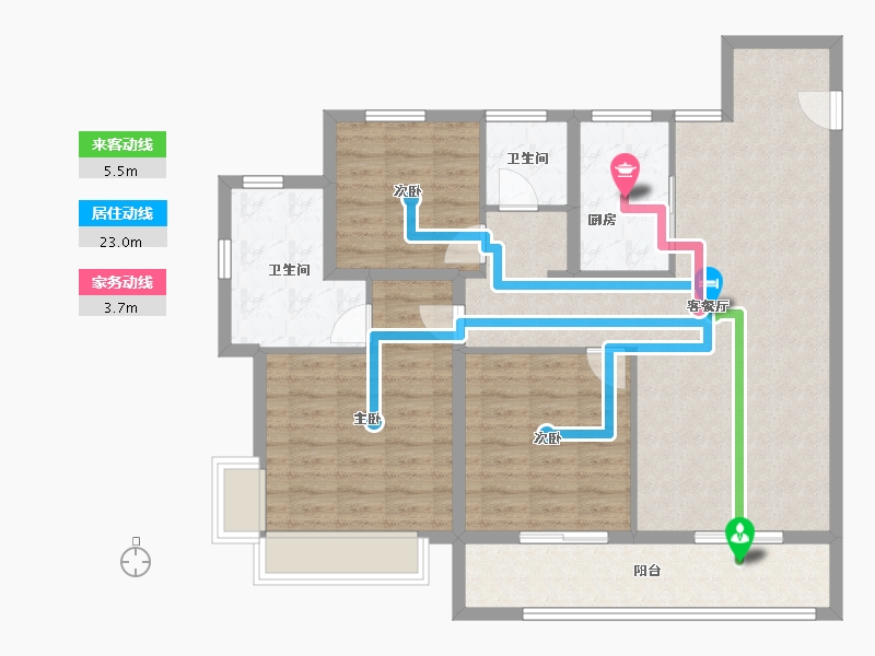 河北省-石家庄市-恒扬·公园3号-103.80-户型库-动静线