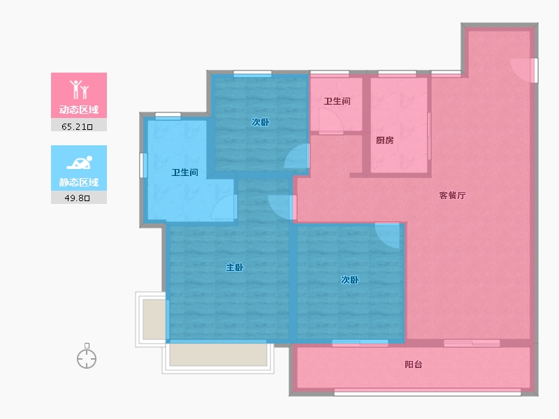 河北省-石家庄市-恒扬·公园3号-103.80-户型库-动静分区