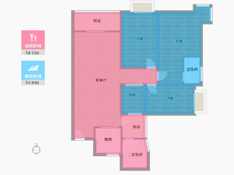 广东省-深圳市-鹏兴花园(六期)-97.13-户型库-动静分区