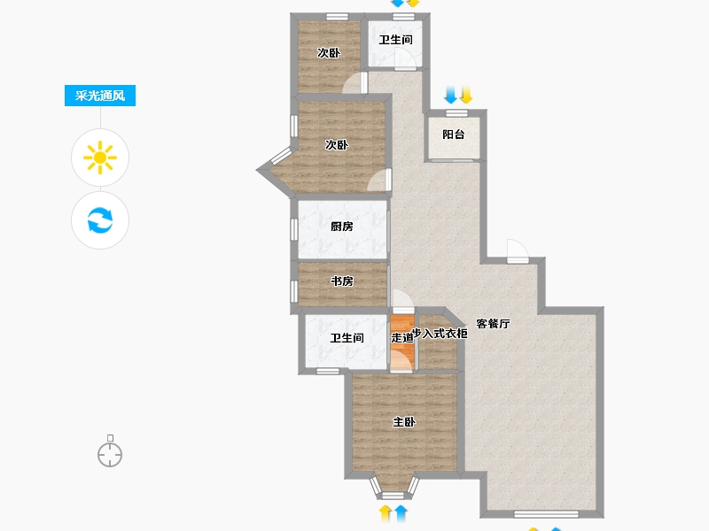 广东省-深圳市-百仕达花园(一期)-119.87-户型库-采光通风