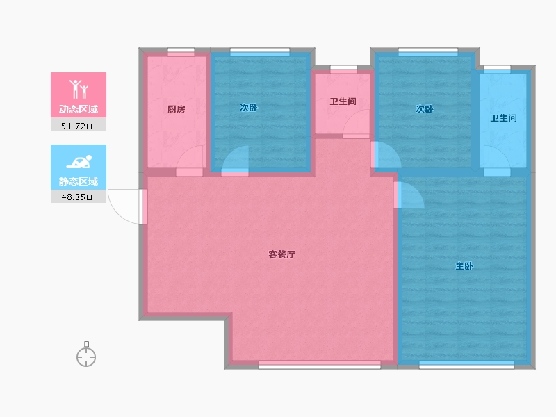 陕西省-西安市-朱雀锦园5期-89.76-户型库-动静分区