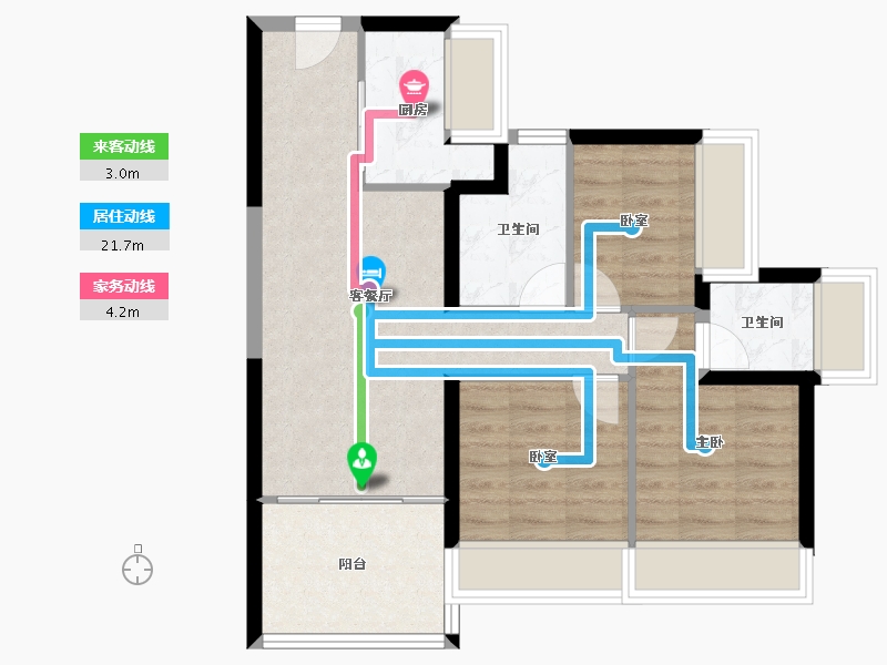 海南省-海口市-鸿荣源尚云-66.72-户型库-动静线