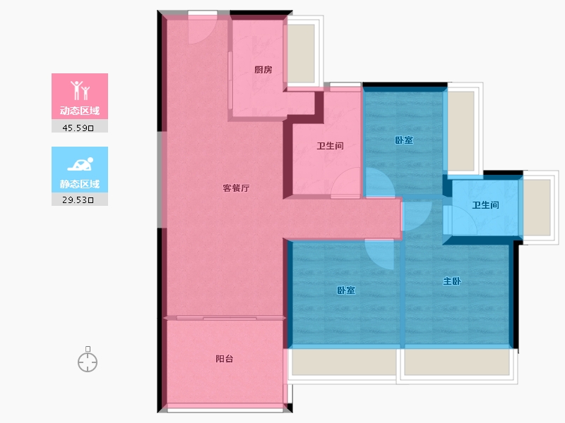 海南省-海口市-鸿荣源尚云-66.72-户型库-动静分区