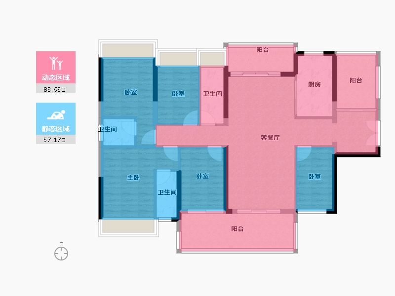 广东省-肇庆市-明珠天韵花园-126.81-户型库-动静分区