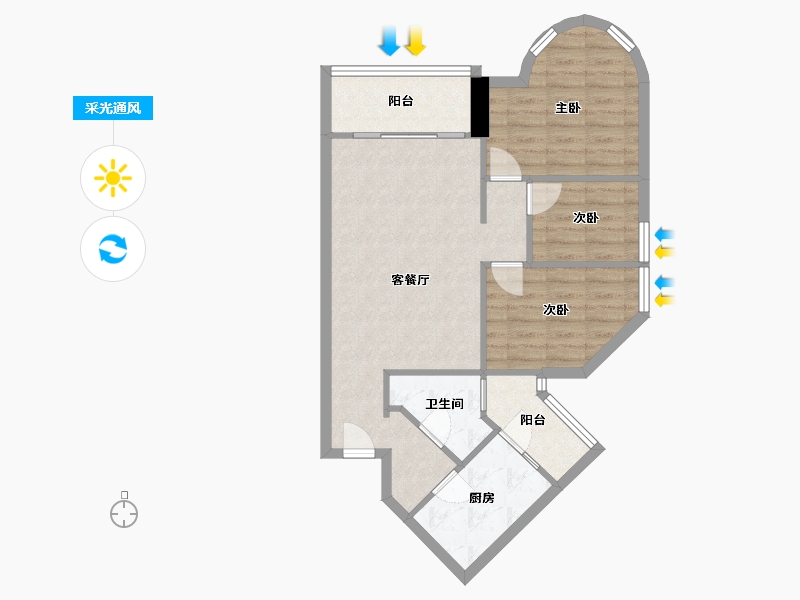 广东省-广州市-汇侨新城-73.00-户型库-采光通风