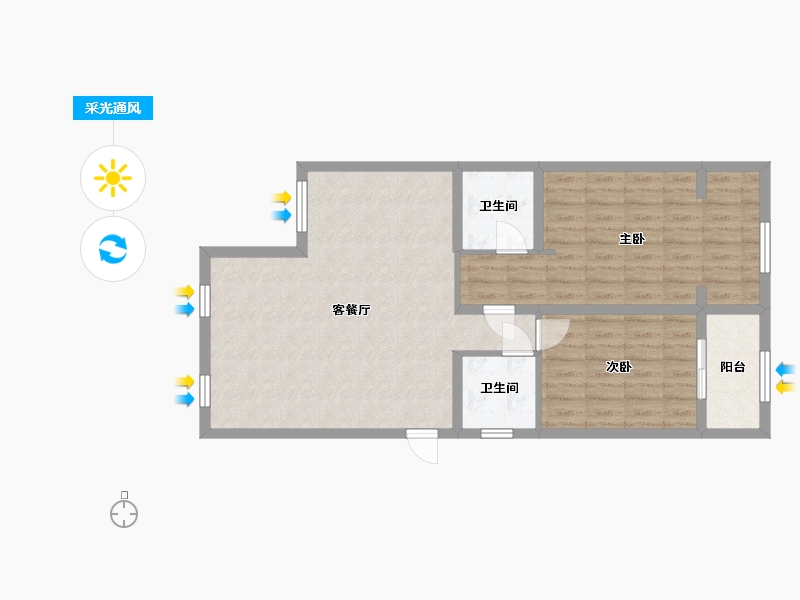 浙江省-温州市-西泰花苑-88.00-户型库-采光通风