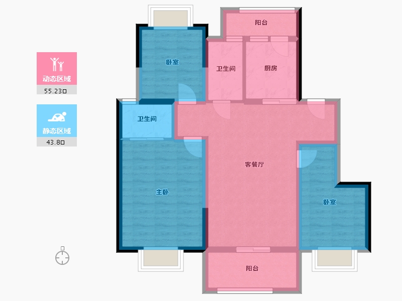 陕西省-咸阳市-福星惠誉美术城云玺-95.20-户型库-动静分区