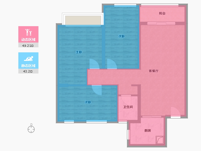 湖北省-武汉市-融侨滨江城天域-88.00-户型库-动静分区