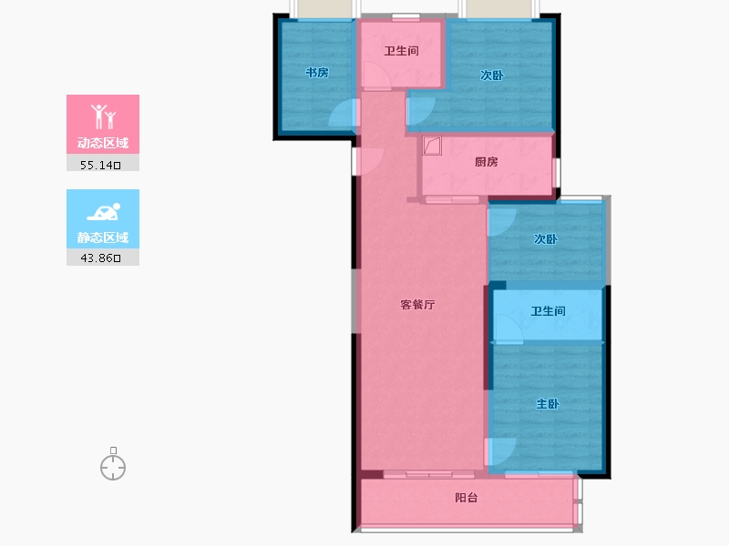 云南省-昆明市-俊发龙泉俊园-99.06-户型库-动静分区