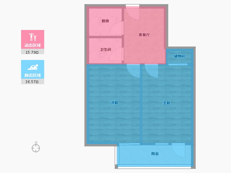 北京-北京市-翠微西里社区-45.00-户型库-动静分区