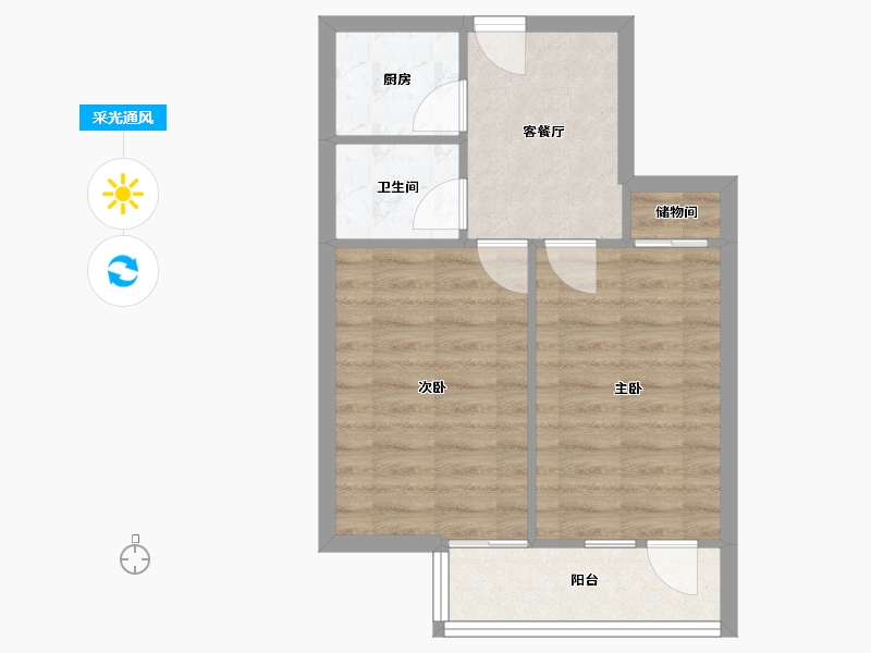 北京-北京市-翠微西里社区-45.00-户型库-采光通风