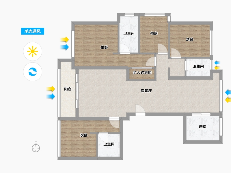 浙江省-杭州市-云西雅苑-125.74-户型库-采光通风