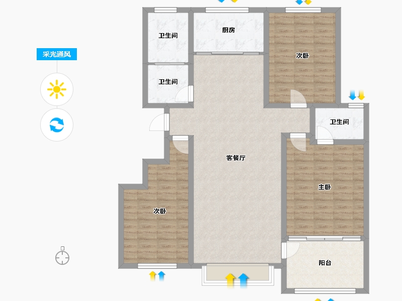 山东省-滨州市-颐和家园-124.27-户型库-采光通风