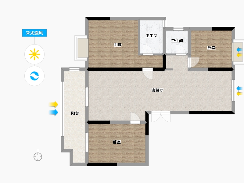 安徽省-滁州市-龙悦华府-101.00-户型库-采光通风