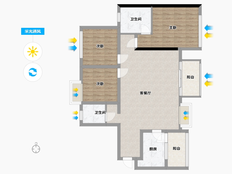 四川省-资阳市-喜悦长岛-93.60-户型库-采光通风