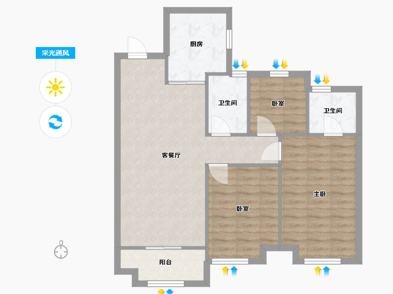 浙江省-湖州市-大发德光融悦东方-84.00-户型库-采光通风